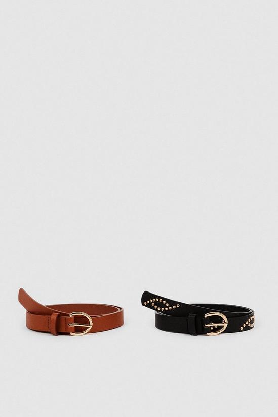 Oasis Stud Detail faux leather Multi Pack Belt 1
