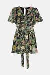 Oasis Garden Floral Metallic Tie Front Mini Dress thumbnail 4