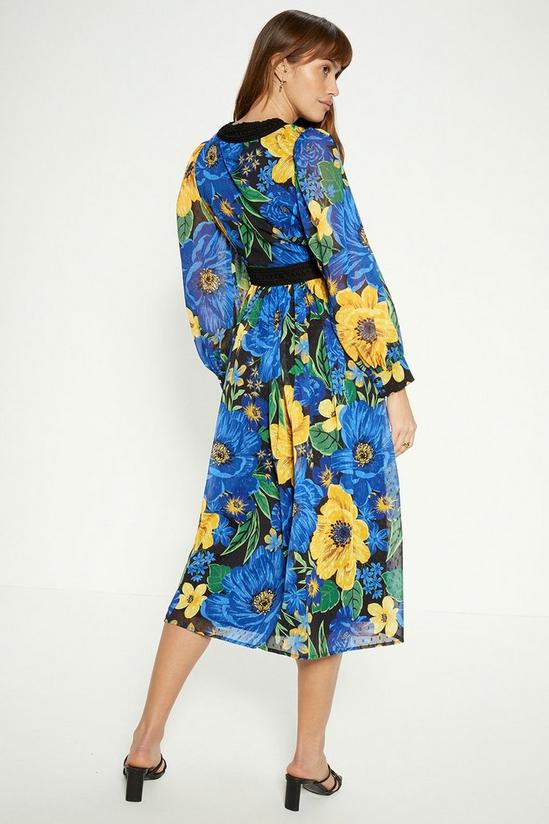 Oasis Large Floral Dobby V Neck Midi Dress 3