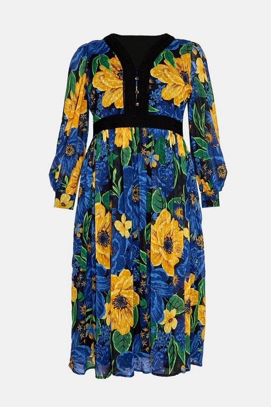 Oasis Plus Size Large Floral Dobby V Neck Midi Dress 4