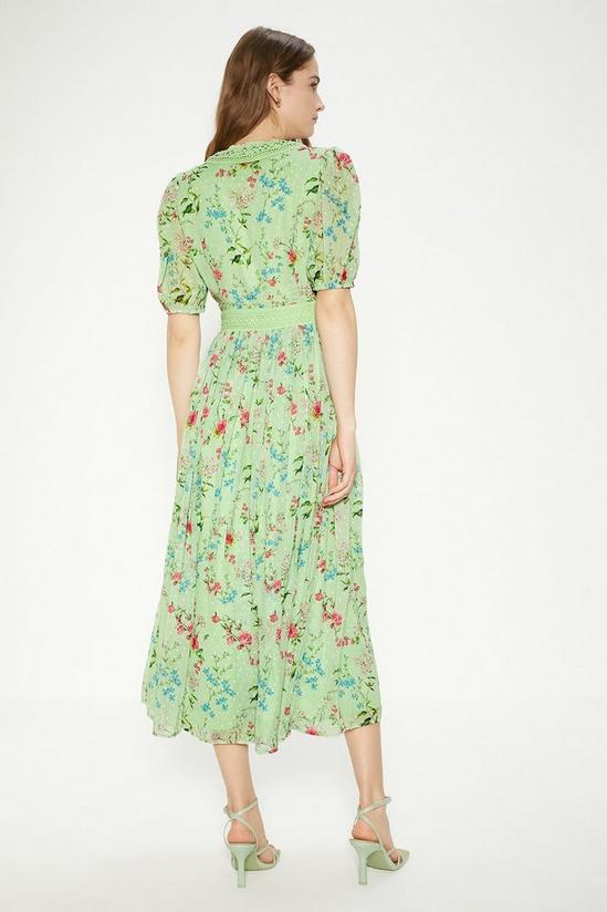 Oasis Delicate Floral Dobby V Neck Midi Dress 3
