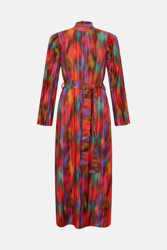Oasis Blurred Print Plisse Belted Midi Dress 4