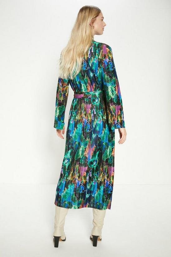 Oasis Blurred Floral Plisse Belted Midi Dress 3