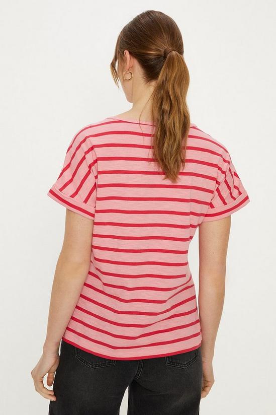 Oasis Essential Cotton Tonal Stripe Roll Sleeve Slub T-shirt 3