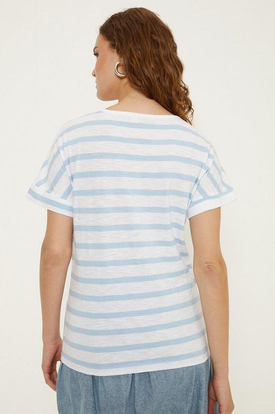 Oasis Essential Cotton Stripe Roll Sleeve Slub T-shirt 3