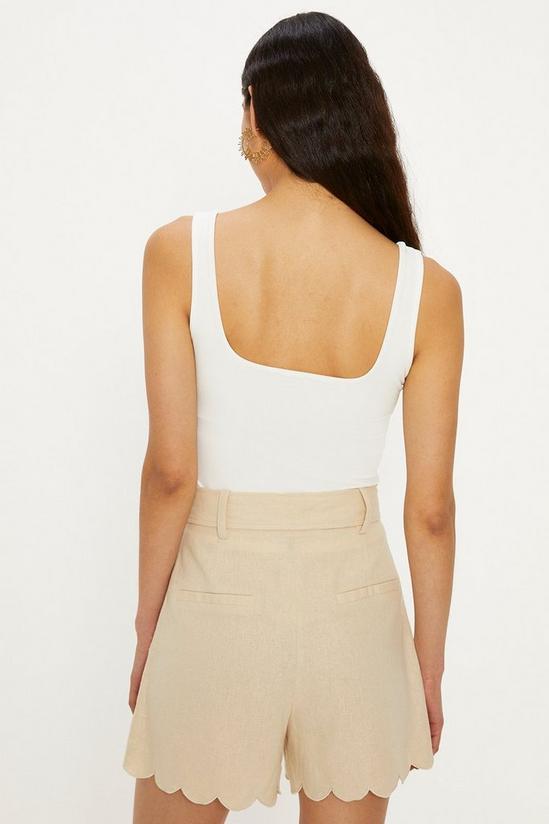 Oasis Linen Mix Scallop Detail Belted Shorts 4