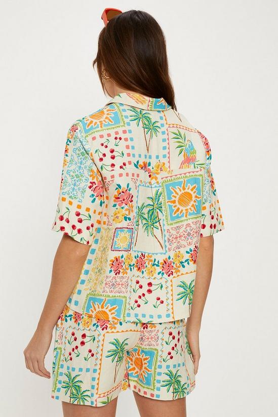 Oasis Linen Mix Patch Print Resort Shirt 3