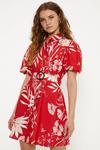 Oasis Linen Look Floral Print Puff Sleeve Shirt Dress thumbnail 1