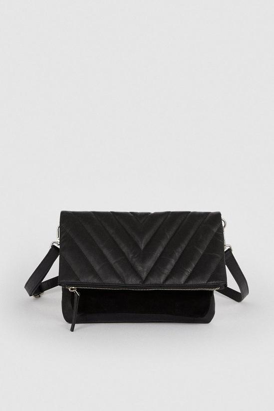 Oasis Quilted Leather And Suede Pocket Detail Cross Body Bag 1