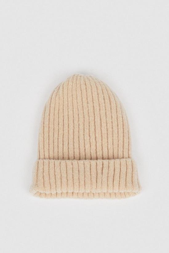 Oasis Ribbed Knitted Beanie Hat 1