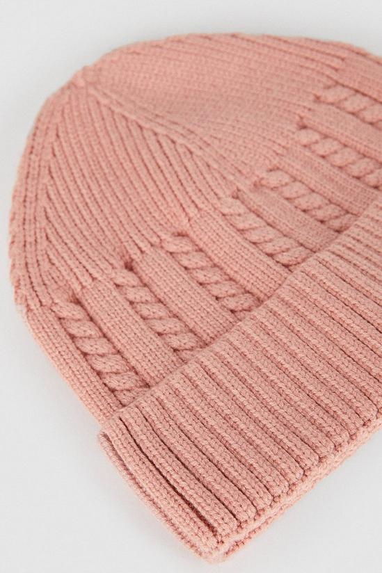 Oasis Ribbed Cable Knitted Beanie Hat 2