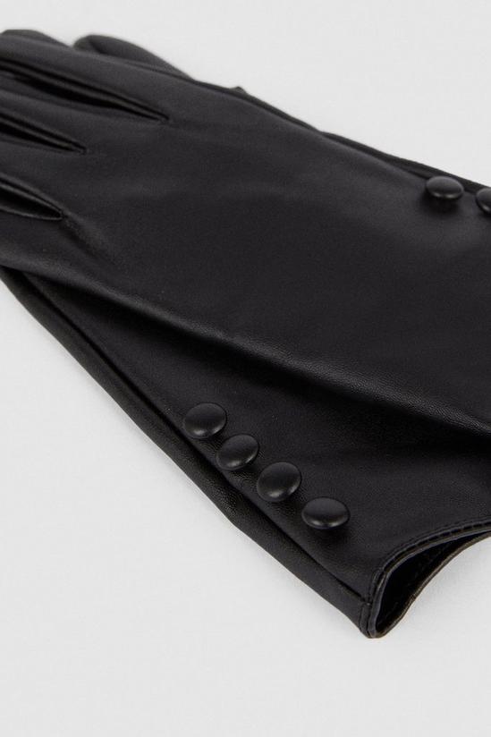 Oasis Faux Leather Button Detail Soft Lined Gloves 3