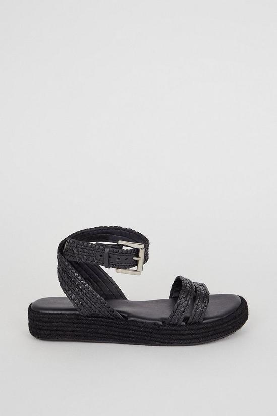 Oasis Leather Plaited Double Strap Sandals 1