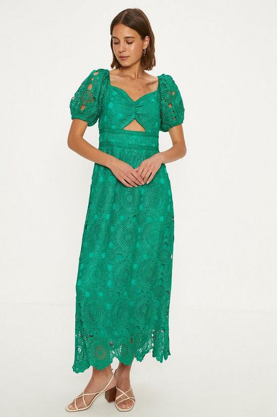 Oasis Premium Floral Lace Cut Out Midi Dress 1