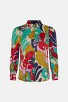 Oasis Swirl Printed Button Through Satin Shirt thumbnail 4