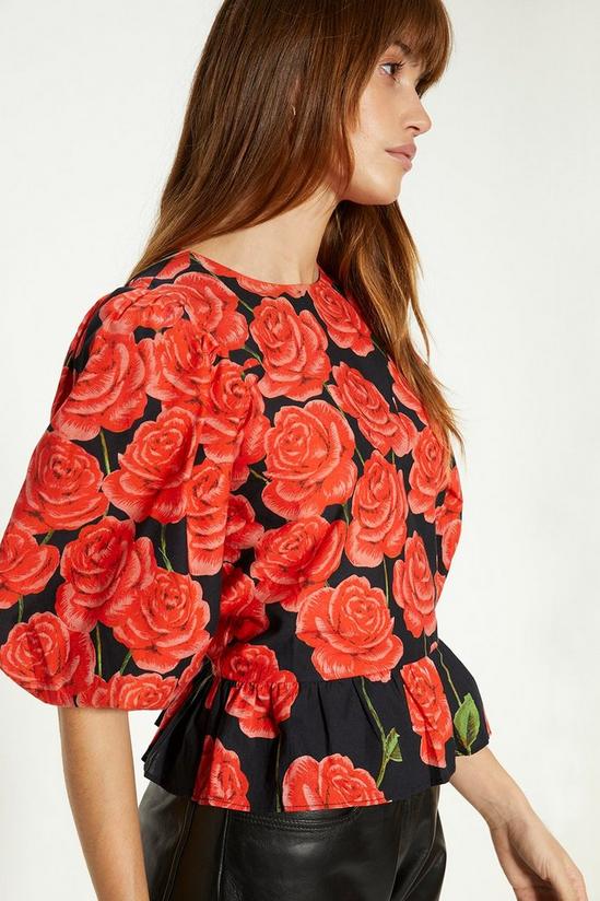 Oasis Rose Placement Puff Sleeve Top 1