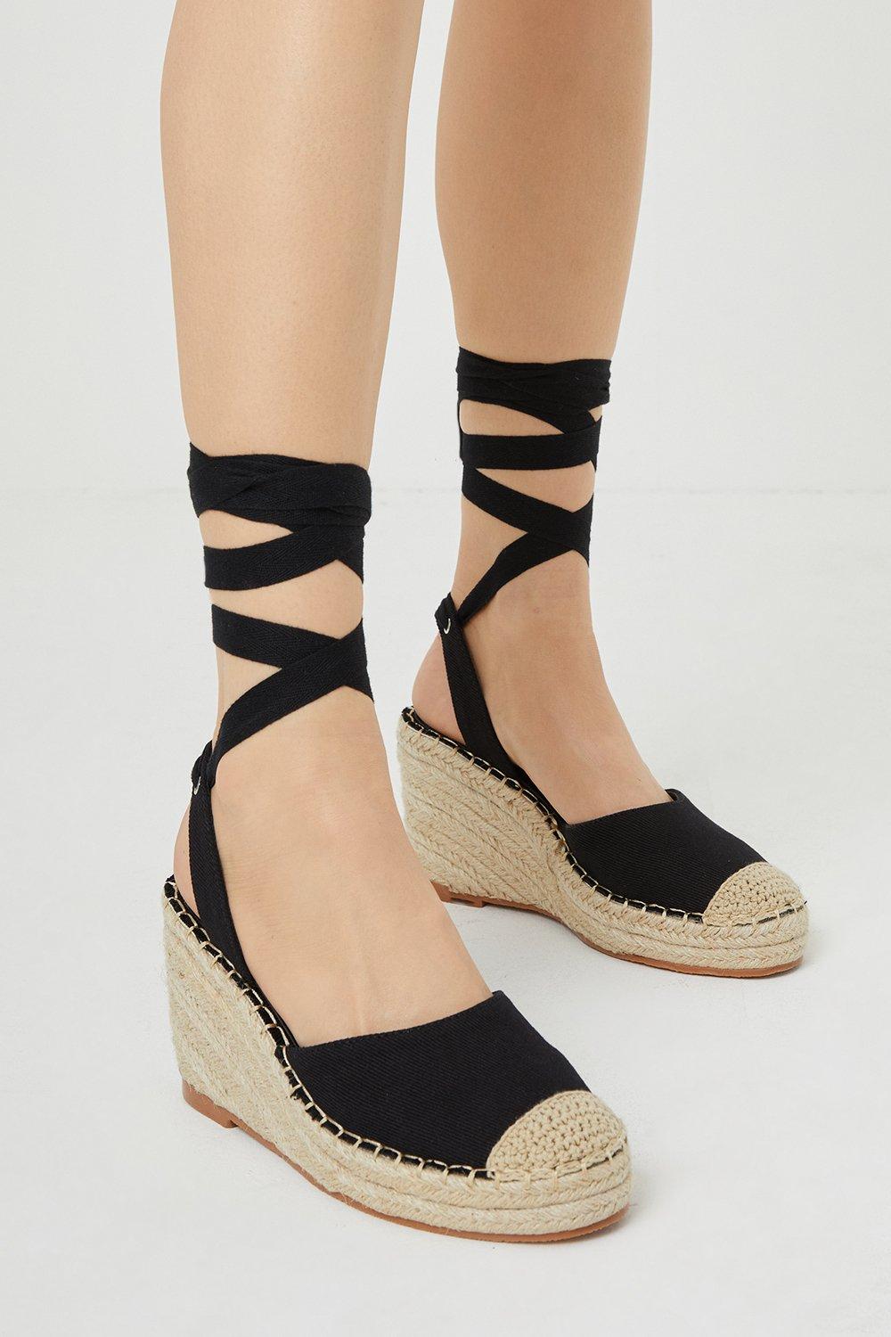 Tie up hot sale wedge espadrilles