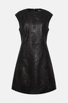 Oasis Premium Embroidered Cut Out Leather Shift Dress thumbnail 4