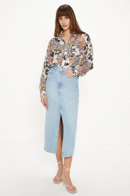 Oasis Floral Patch Pocket Front Chiffon Shirt 2