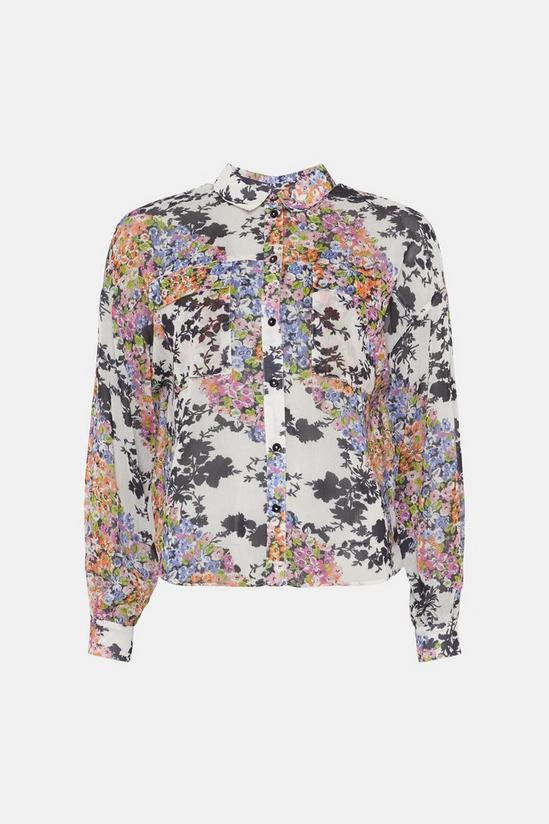Oasis Floral Patch Pocket Front Chiffon Shirt 4