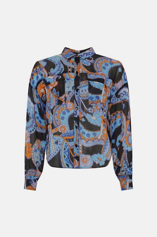 Oasis Paisley Pocket Front Chiffon Shirt 4