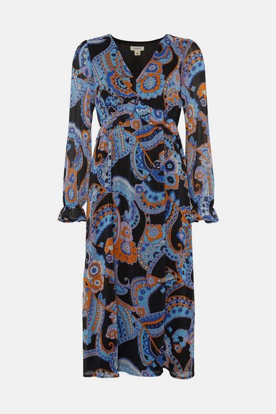 Oasis Paisley Ruffle Waist Midi Dress 4
