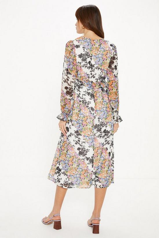 Oasis Floral Patch Ruffle Waist Midi Dress 3