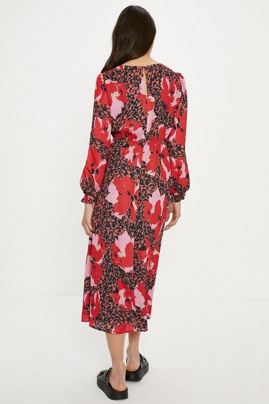 Oasis Petite Long Sleeve Printed Midi Tea Dress 3