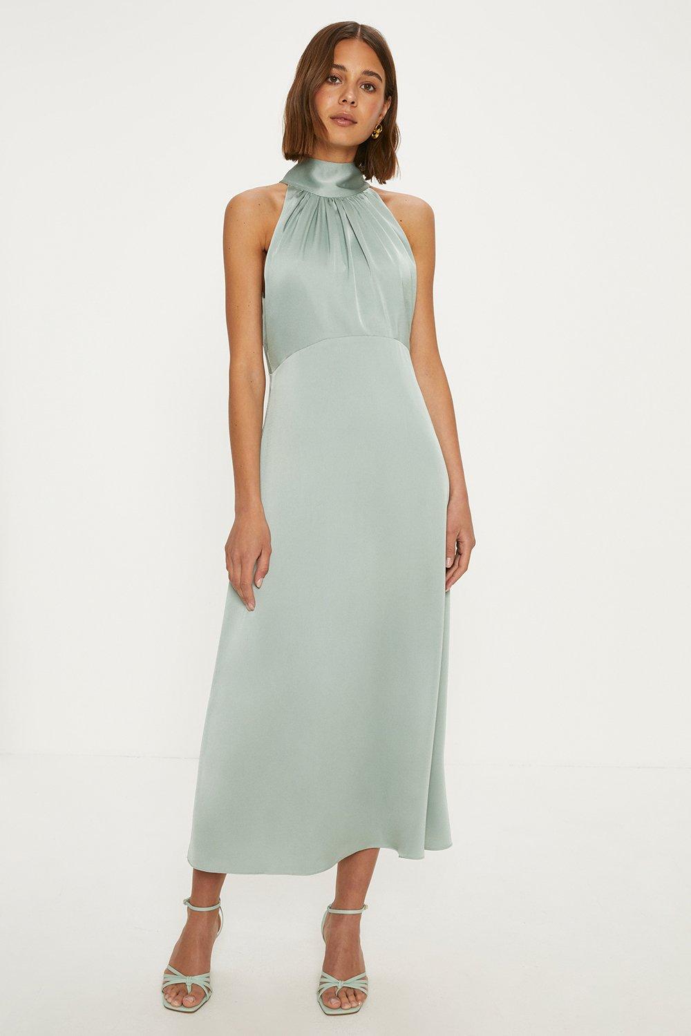 Mint green hotsell halter neck dress