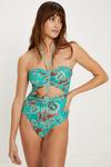 Oasis Paisley Printed Cut Out Ruched Middle Swimsuit thumbnail 1