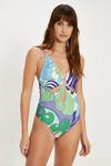 Oasis Swirl Print Cut Out Strappy Swimsuit thumbnail 1