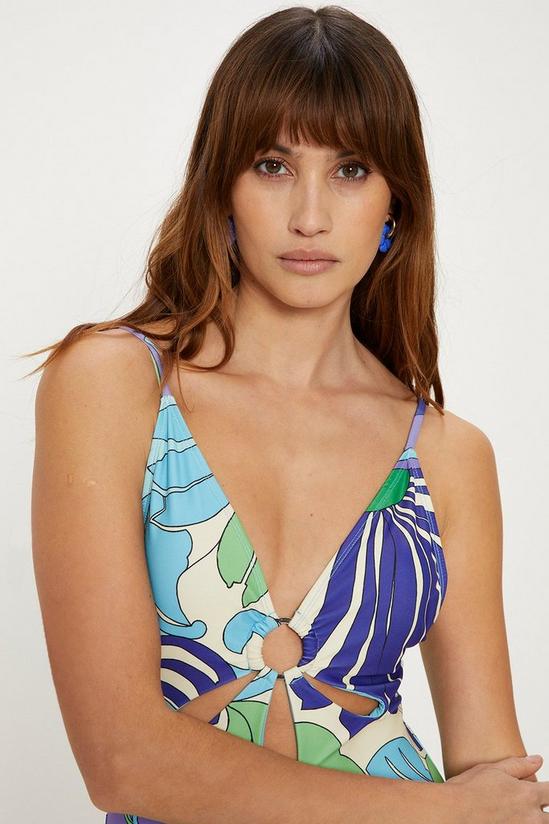 Oasis Swirl Print Cut Out Strappy Swimsuit 2