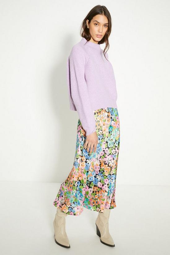 Oasis Mixed Floral Satin Bias Midi Skirt 1