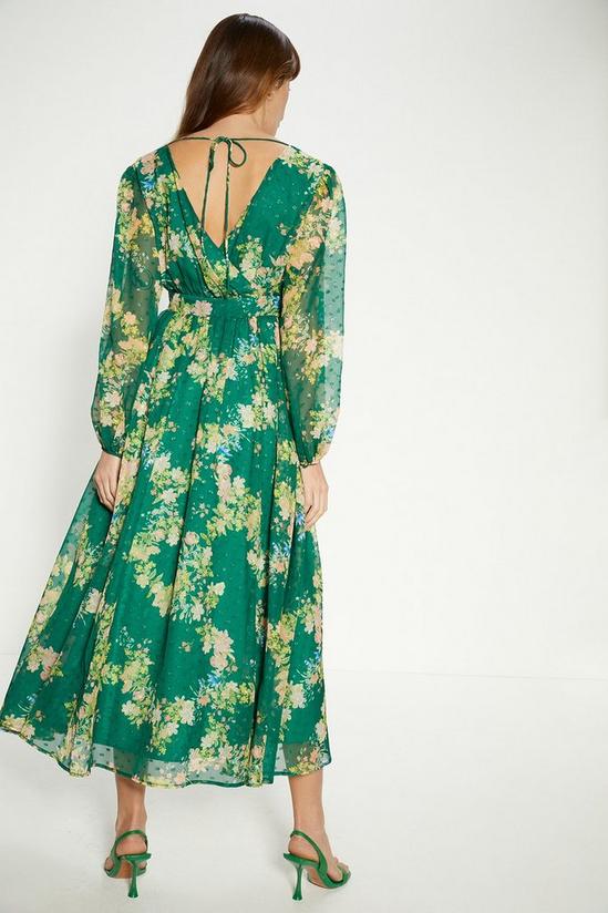 Oasis Swirly Floral Metallic Button Maxi Dress 3