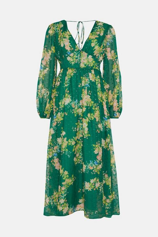 Oasis Swirly Floral Metallic Button Maxi Dress 4