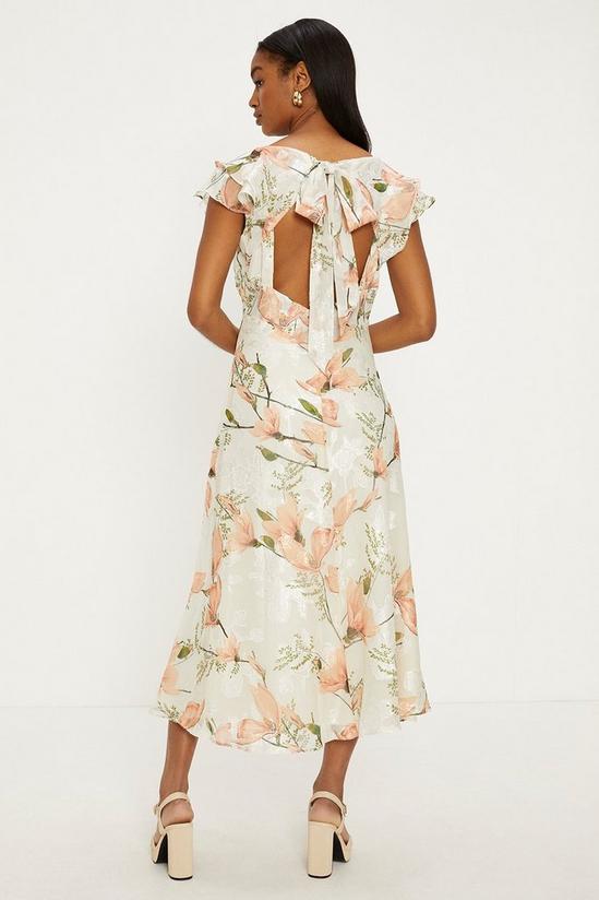 Oasis Magnolia Floral Satin Burnout Ruffle Midi Dress 3