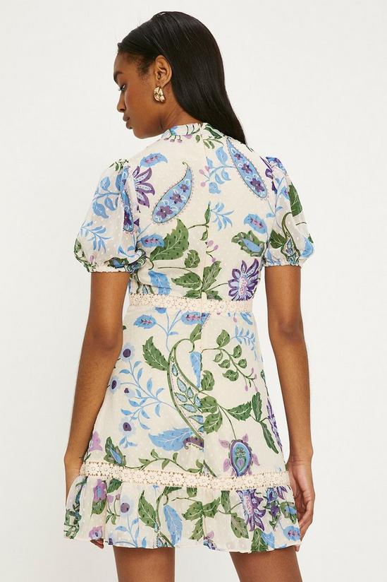 Oasis Lace Trim Dobby Chiffon Floral Print Skater Dress 3