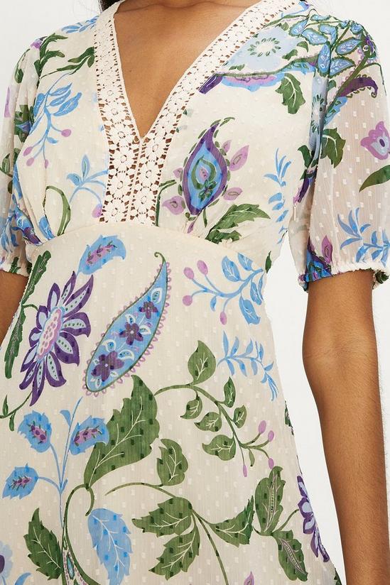 Oasis Lace Trim Dobby Chiffon Floral Print Midi Dress 2