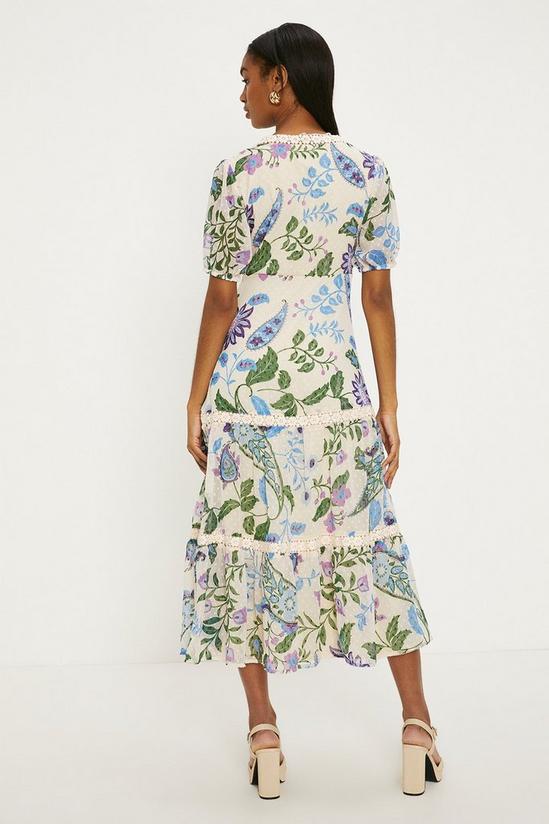 Oasis Lace Trim Dobby Chiffon Floral Print Midi Dress 3