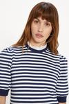 Oasis Broderie Collar Short Sleeve Stripe Sweatshirt thumbnail 1