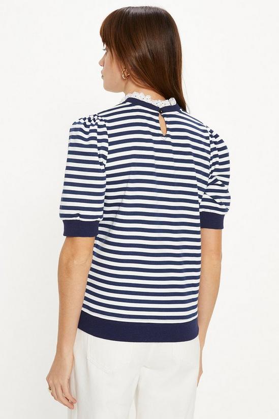 Oasis Broderie Collar Short Sleeve Stripe Sweatshirt 3