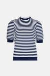 Oasis Broderie Collar Short Sleeve Stripe Sweatshirt thumbnail 4
