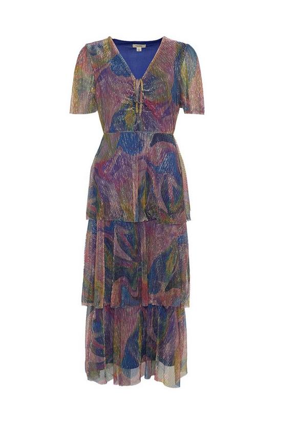 Oasis Glitter Plisse Abstract Angel Sleeve Midi Dress 4