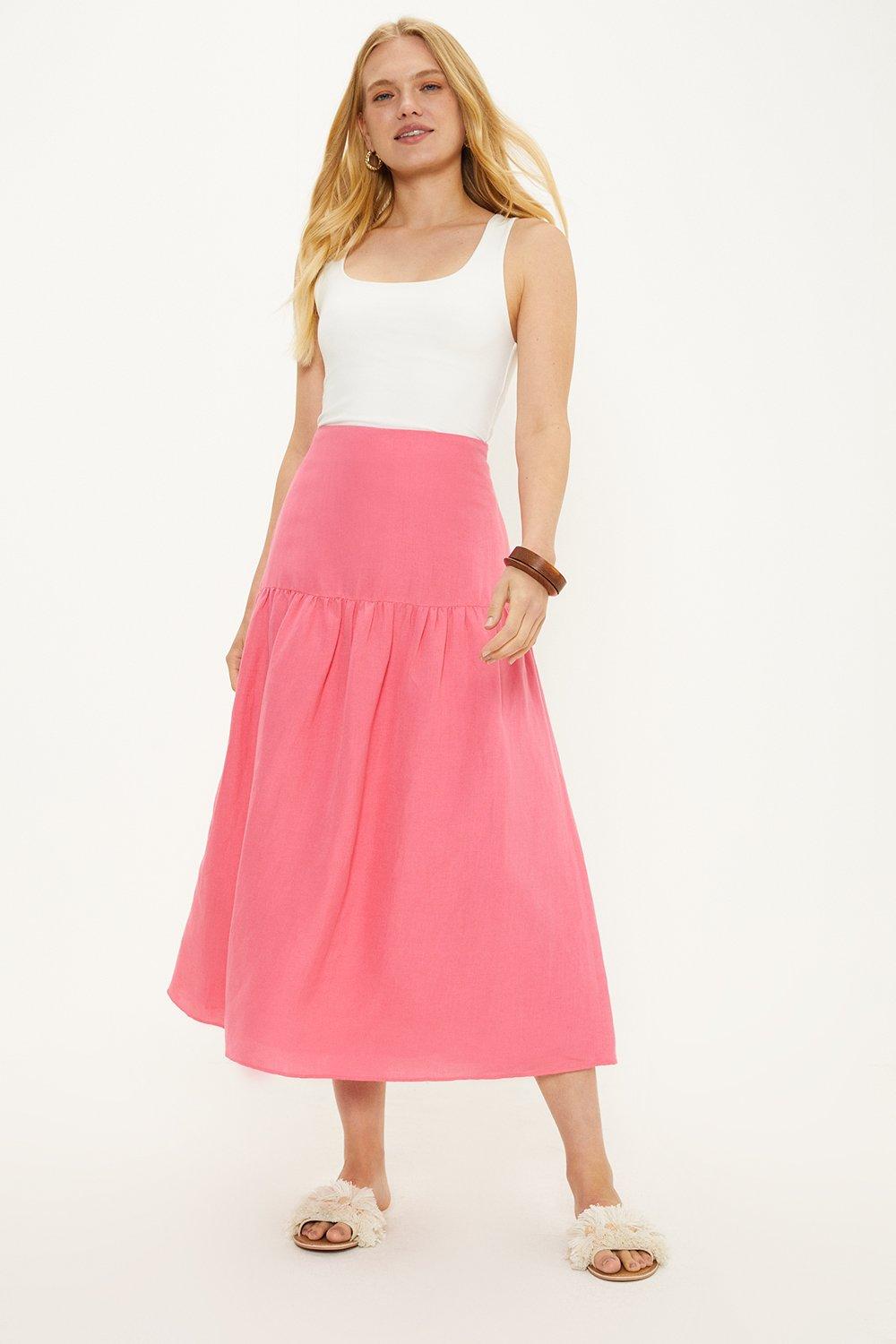 Oasis pink pleated discount skirt