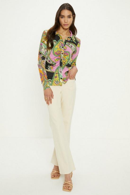 Oasis Paisley Ruched Front Shirt 1