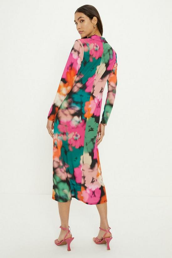 Oasis Blurred Floral Ruched Front Midi Shirt Dress 3