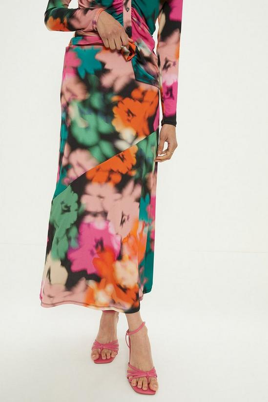 Oasis Blurred Floral Seam Detail Midi Skirt 2