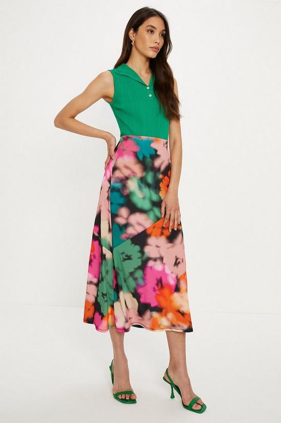 Oasis Blurred Floral Seam Detail Midi Skirt 4