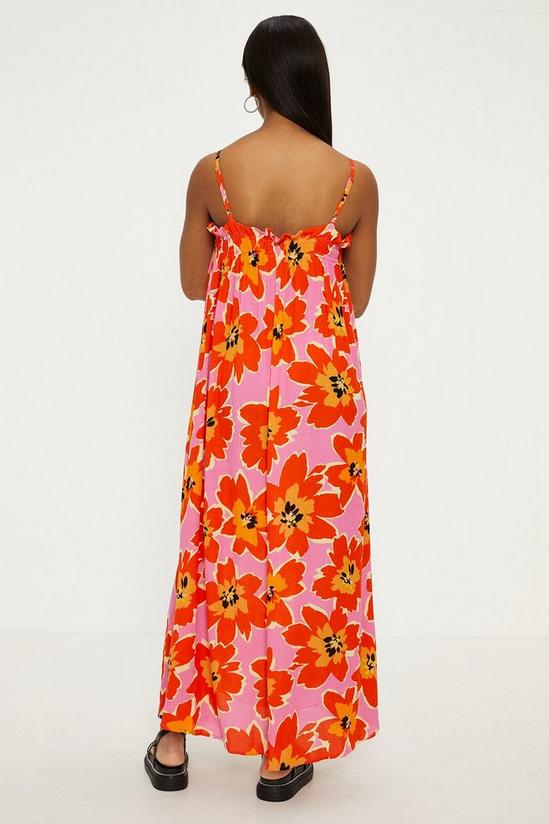 Oasis Bright Floral Frill Crinkle Midi Dress 3