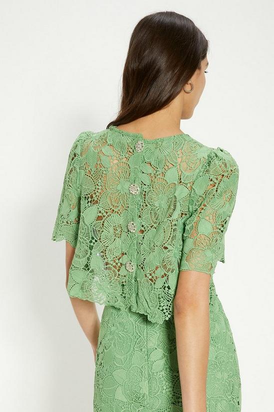 Oasis Detailed Lace Jewel Button Top 3
